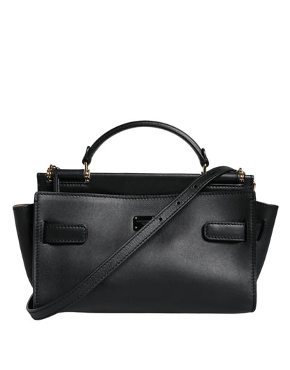 Black Leather SICILY Top Handle Crossbody Bag - The Luxe Alliance