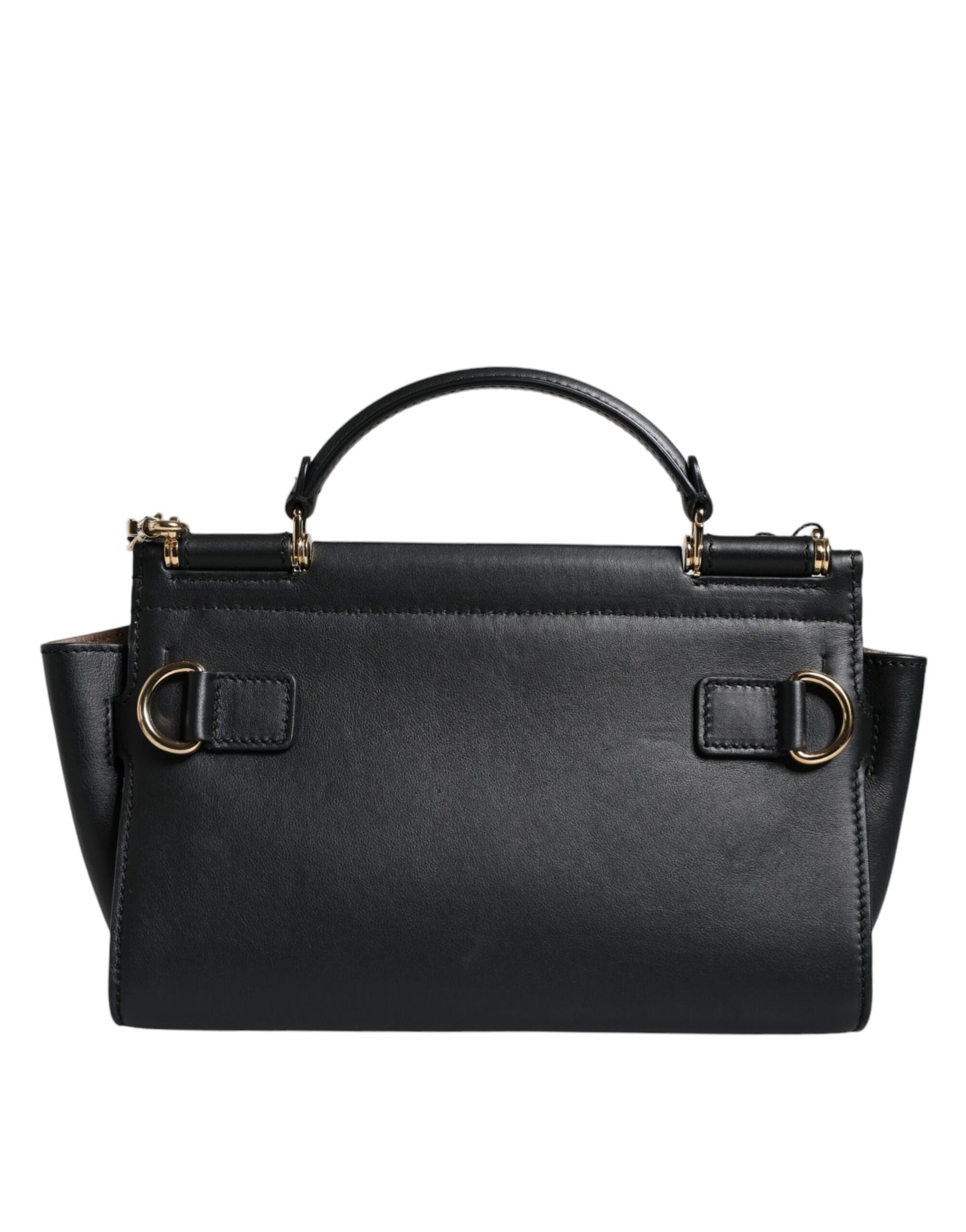 Black Leather SICILY Top Handle Crossbody Bag - The Luxe Alliance