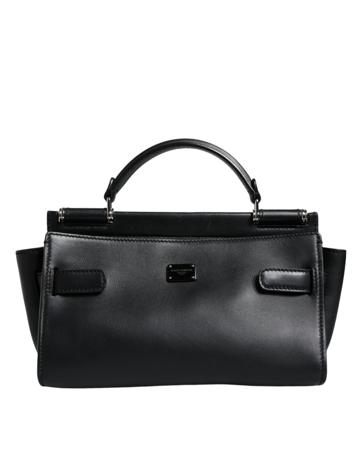 Black Leather SICILY Top Handle Crossbody Bag - The Luxe Alliance