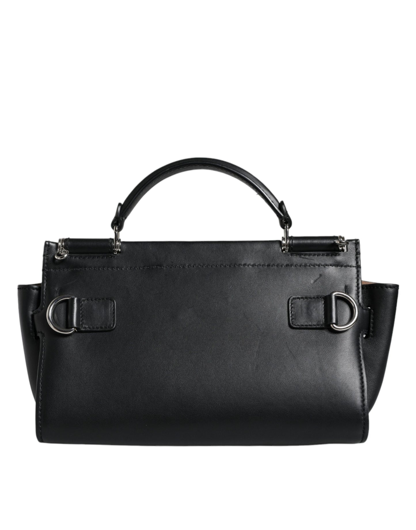 Black Leather SICILY Top Handle Crossbody Bag - The Luxe Alliance