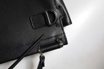 Black Leather SICILY Top Handle Crossbody Bag - The Luxe Alliance