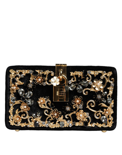 Black Velvet Floral Crystal Clutch Evening Purse Bag - The Luxe Alliance