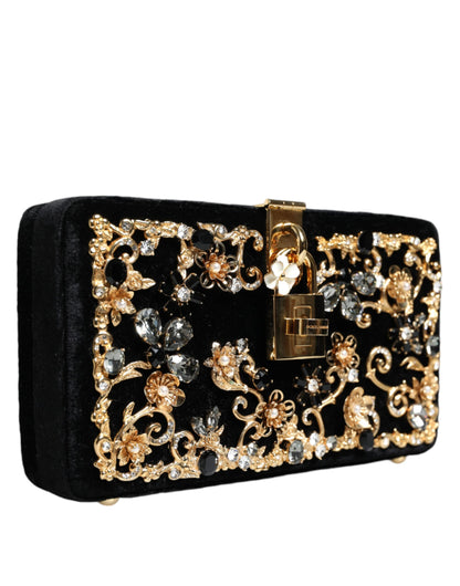 Black Velvet Floral Crystal Clutch Evening Purse Bag - The Luxe Alliance