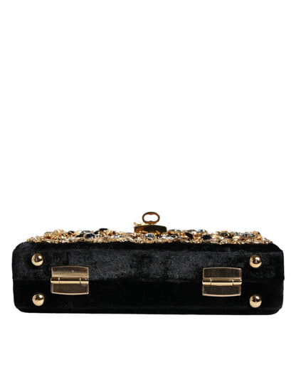 Black Velvet Floral Crystal Clutch Evening Purse Bag - The Luxe Alliance