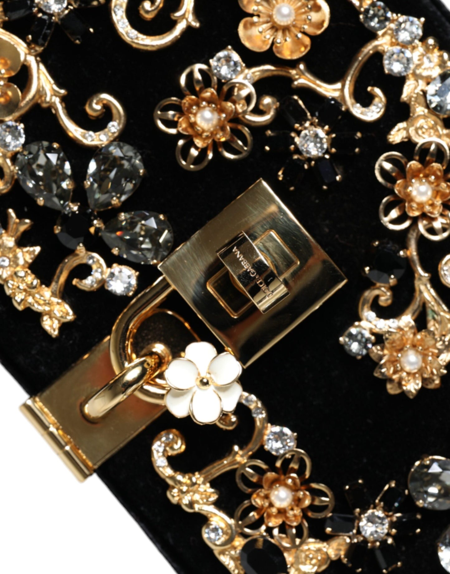 Black Velvet Floral Crystal Clutch Evening Purse Bag - The Luxe Alliance