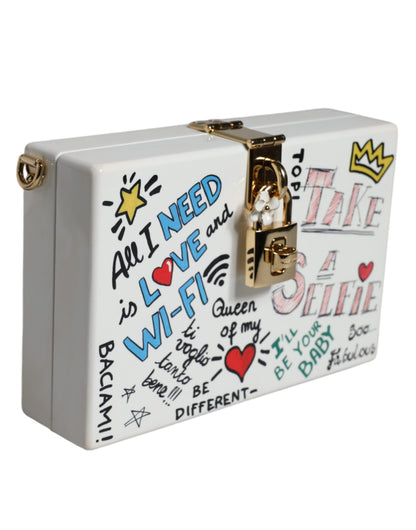 White Graffiti Print Clutch Crossbody Bag - The Luxe Alliance