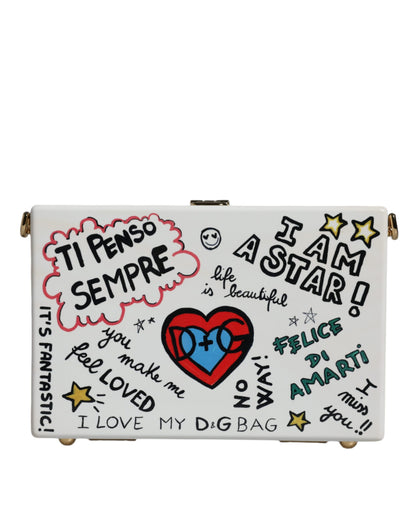 White Graffiti Print Clutch Crossbody Bag - The Luxe Alliance