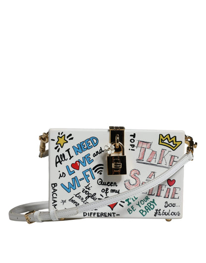 White Graffiti Print Clutch Crossbody Bag - The Luxe Alliance