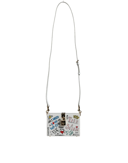 White Graffiti Print Clutch Crossbody Bag - The Luxe Alliance