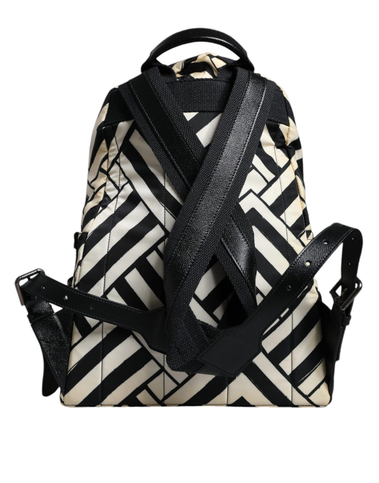 Black White Nylon Leather Travel Back Pack Bag - The Luxe Alliance