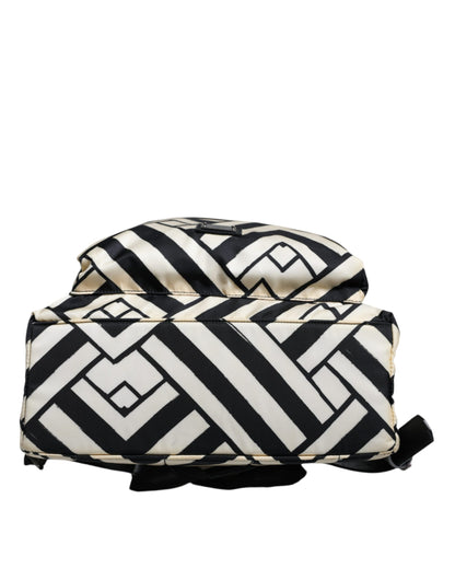 Black White Nylon Leather Travel Back Pack Bag - The Luxe Alliance