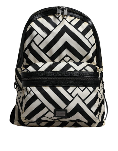 Black White Nylon Leather Travel Back Pack Bag - The Luxe Alliance