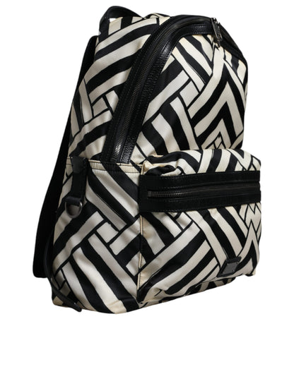 Black White Nylon Leather Travel Back Pack Bag - The Luxe Alliance