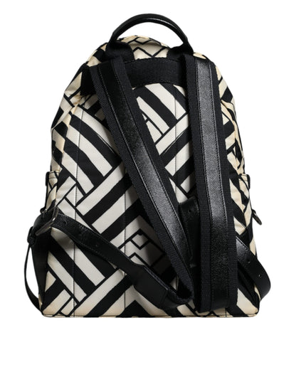 Black White Nylon Leather Travel Back Pack Bag - The Luxe Alliance