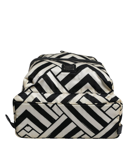 Black White Nylon Leather Travel Back Pack Bag - The Luxe Alliance