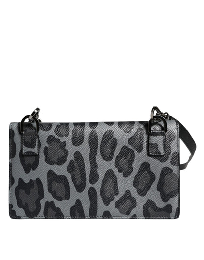 Black Gray Leopard Leather Bifold Card Slot Crossbody Bag - The Luxe Alliance