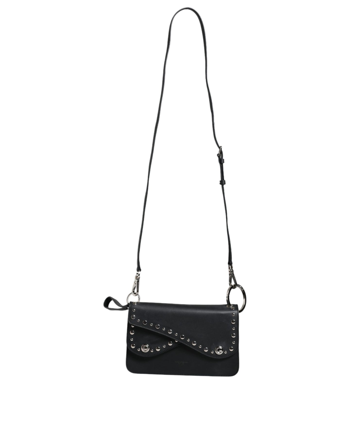 Black Small Leather Studded Shoulder Crossbody Bag - The Luxe Alliance