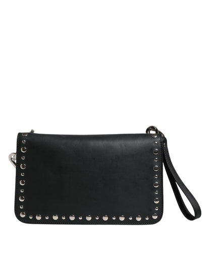 Black Small Leather Studded Shoulder Crossbody Bag - The Luxe Alliance