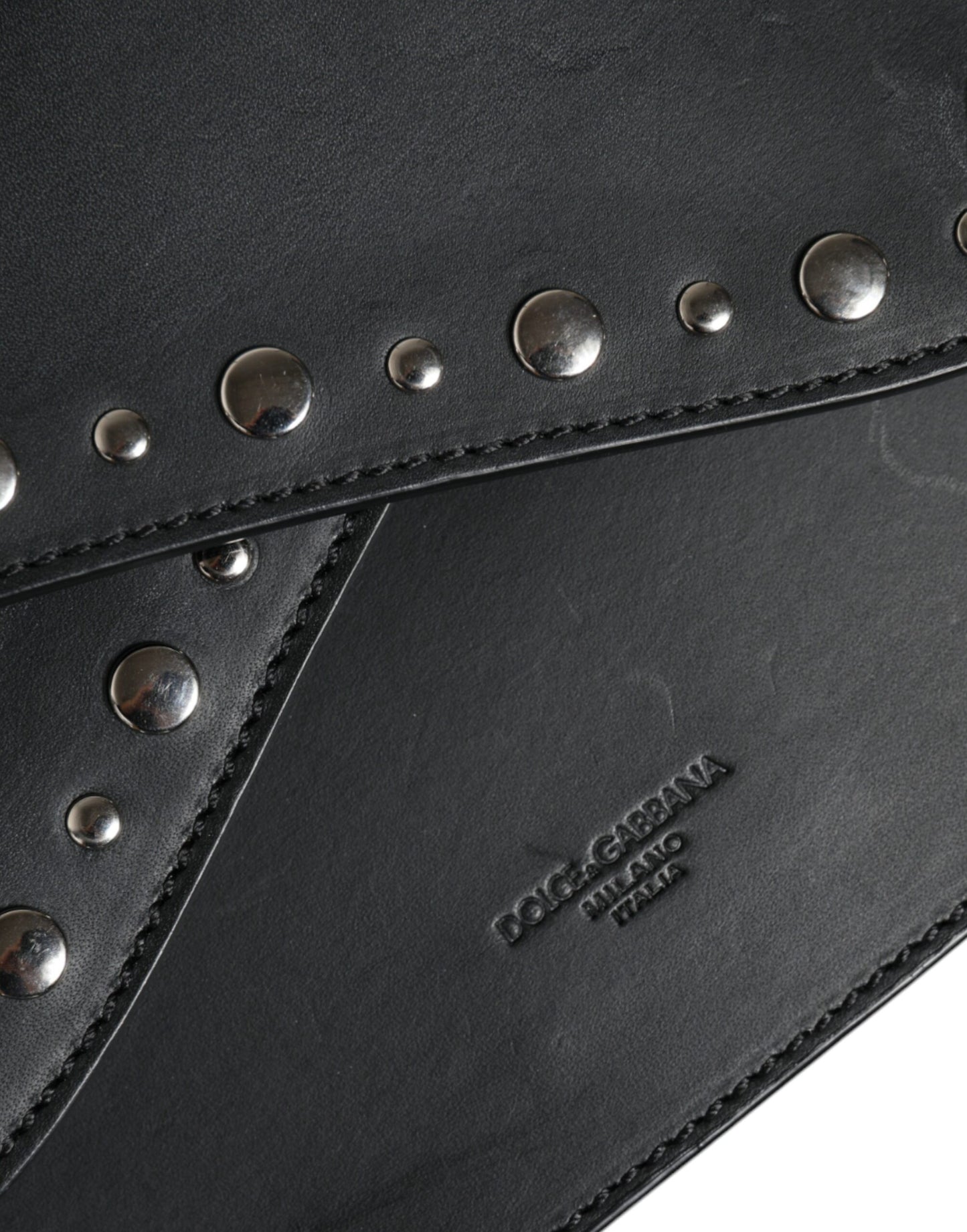 Black Small Leather Studded Shoulder Crossbody Bag - The Luxe Alliance