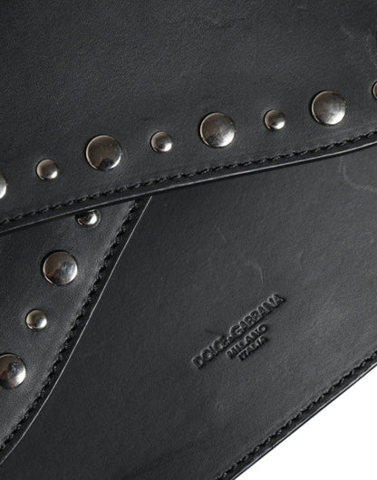 Black Small Leather Studded Shoulder Crossbody Bag - The Luxe Alliance