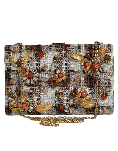 Multicolor Tweed Floral Clutch Crossbody Bag - The Luxe Alliance