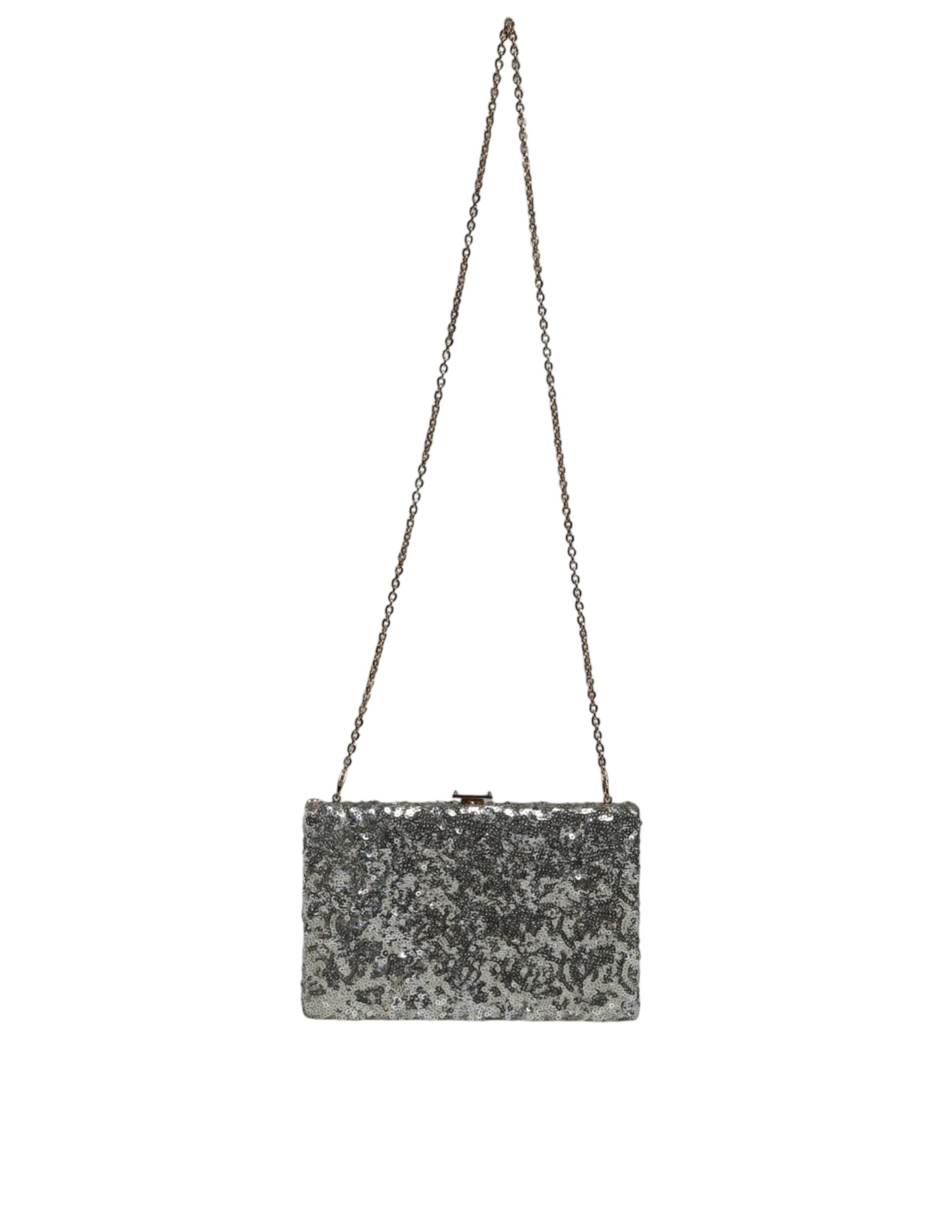 Silver Sequined Clutch Crossbody Bag