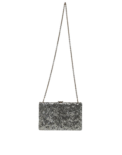 Silver Sequined Clutch Crossbody Bag - The Luxe Alliance