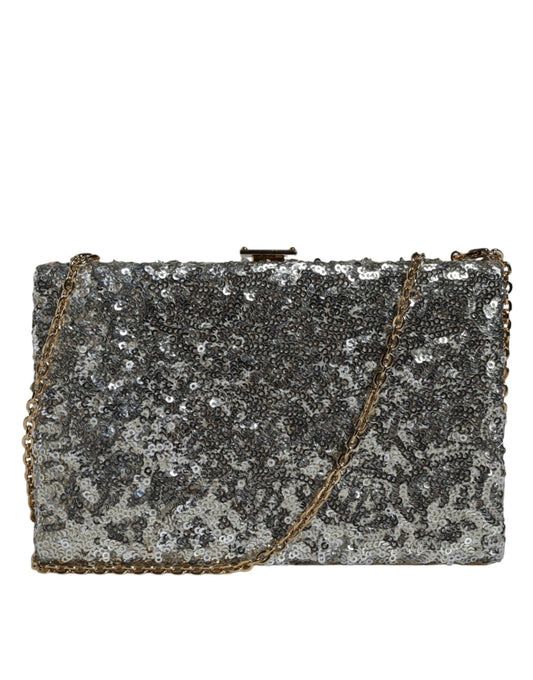 Silver Sequined Clutch Crossbody Bag - The Luxe Alliance