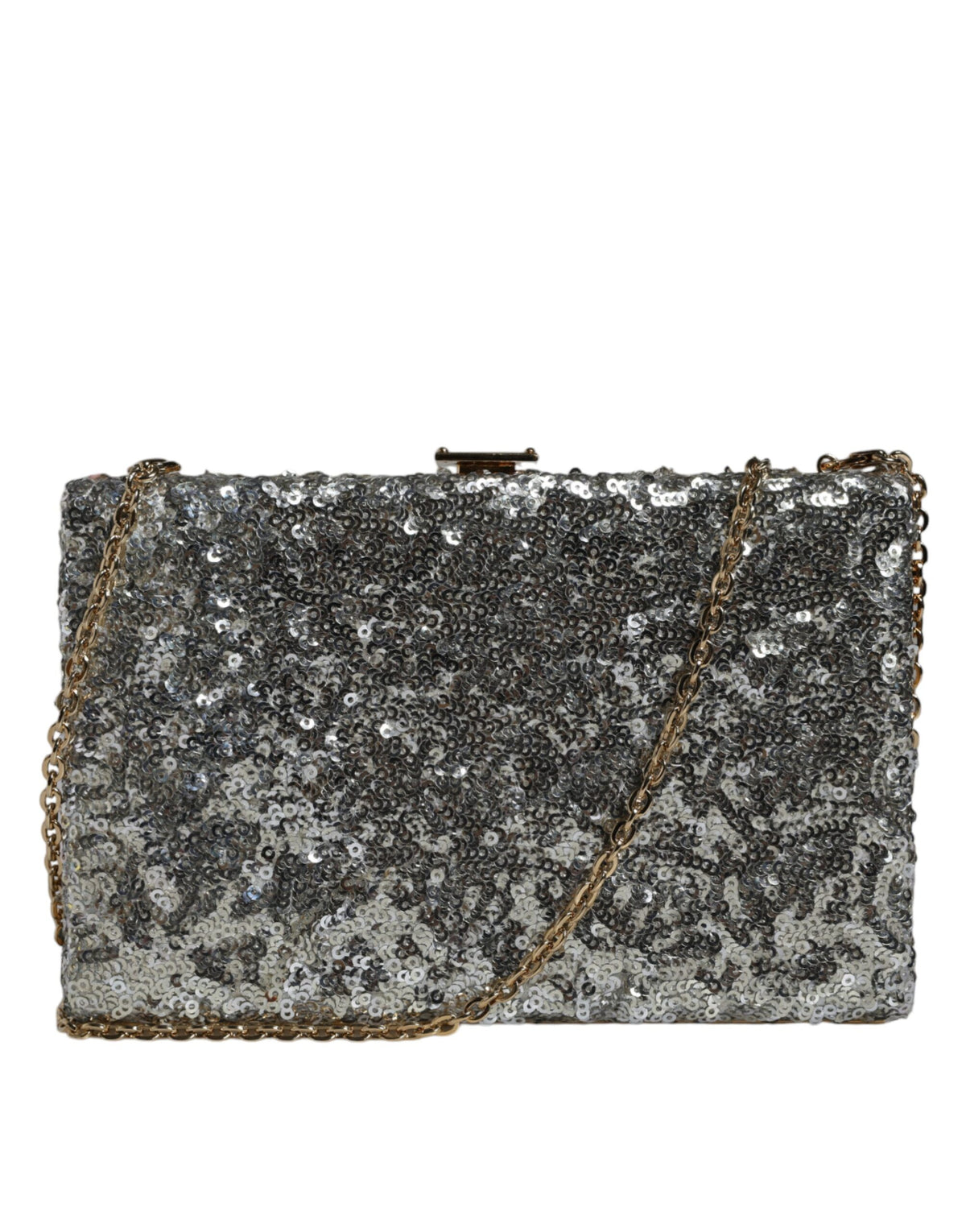 Silver Sequined Clutch Crossbody Bag
