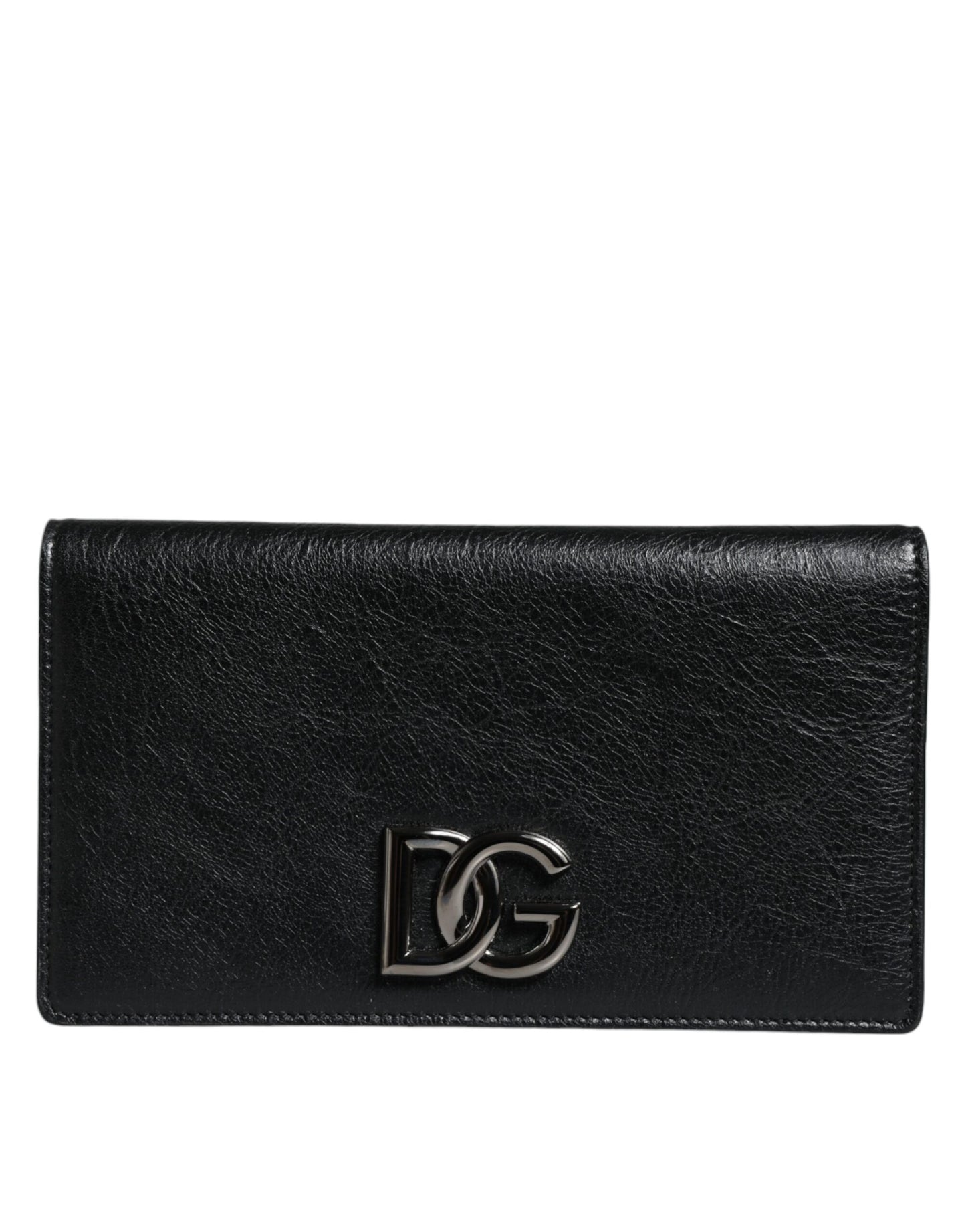 Black Leather DG Logo Bifold Card Slot Crossbody Bag - The Luxe Alliance