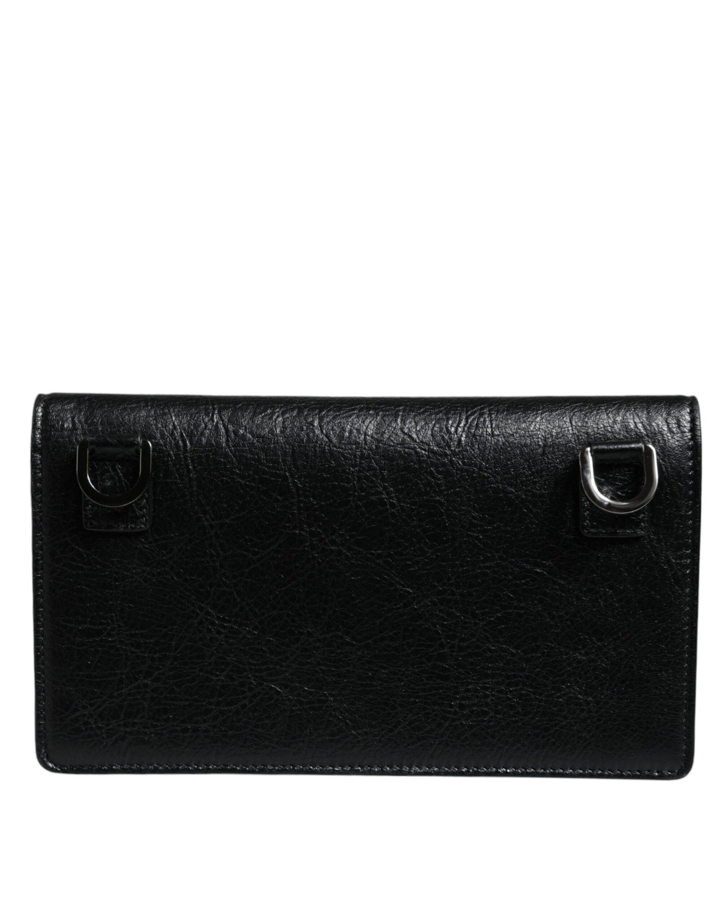 Black Leather DG Logo Bifold Card Slot Crossbody Bag - The Luxe Alliance