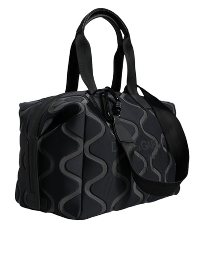 Black Neoprene Logo Sport Gym Duffel Shoulder Bag - The Luxe Alliance