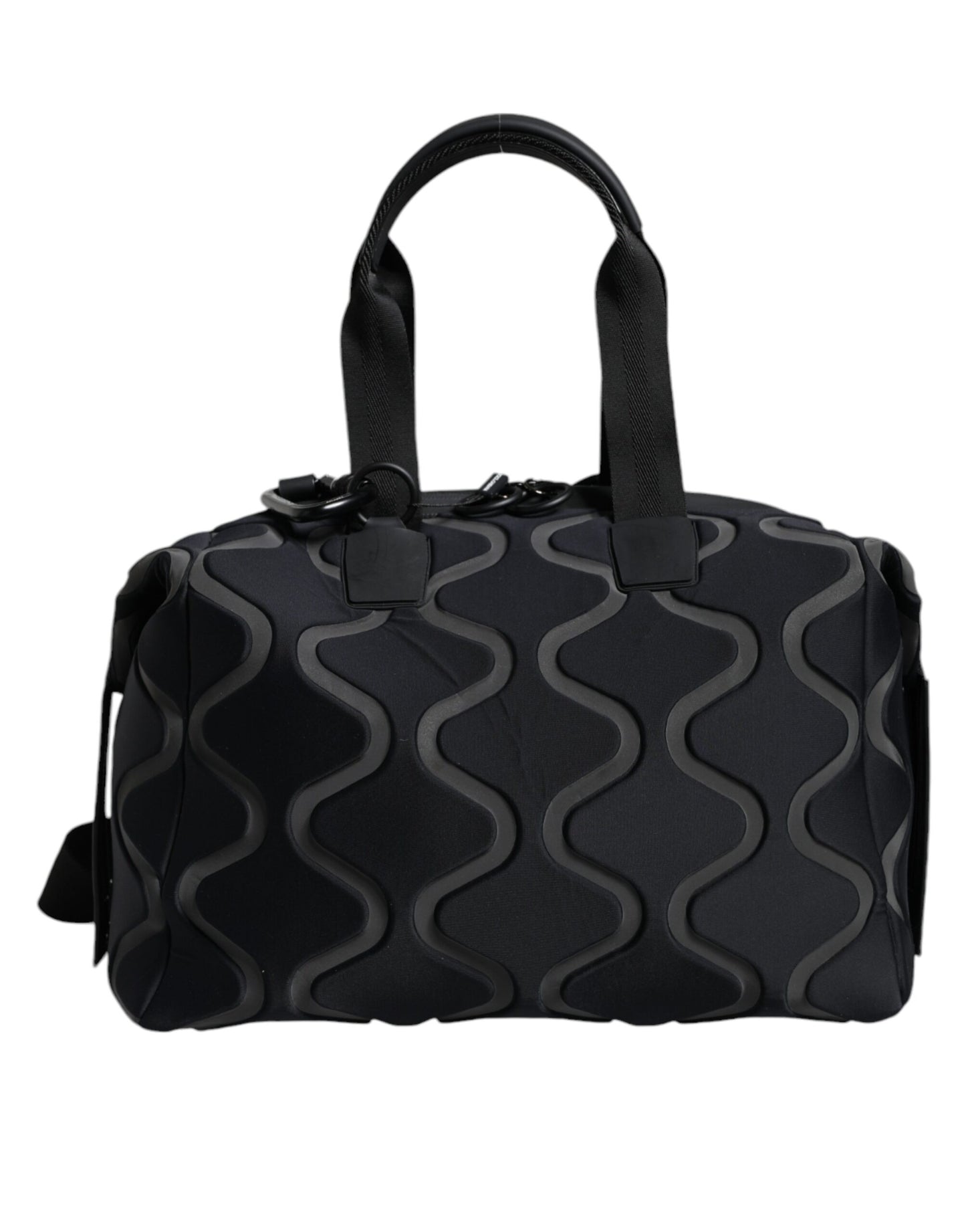Black Neoprene Logo Sport Gym Duffel Shoulder Bag - The Luxe Alliance