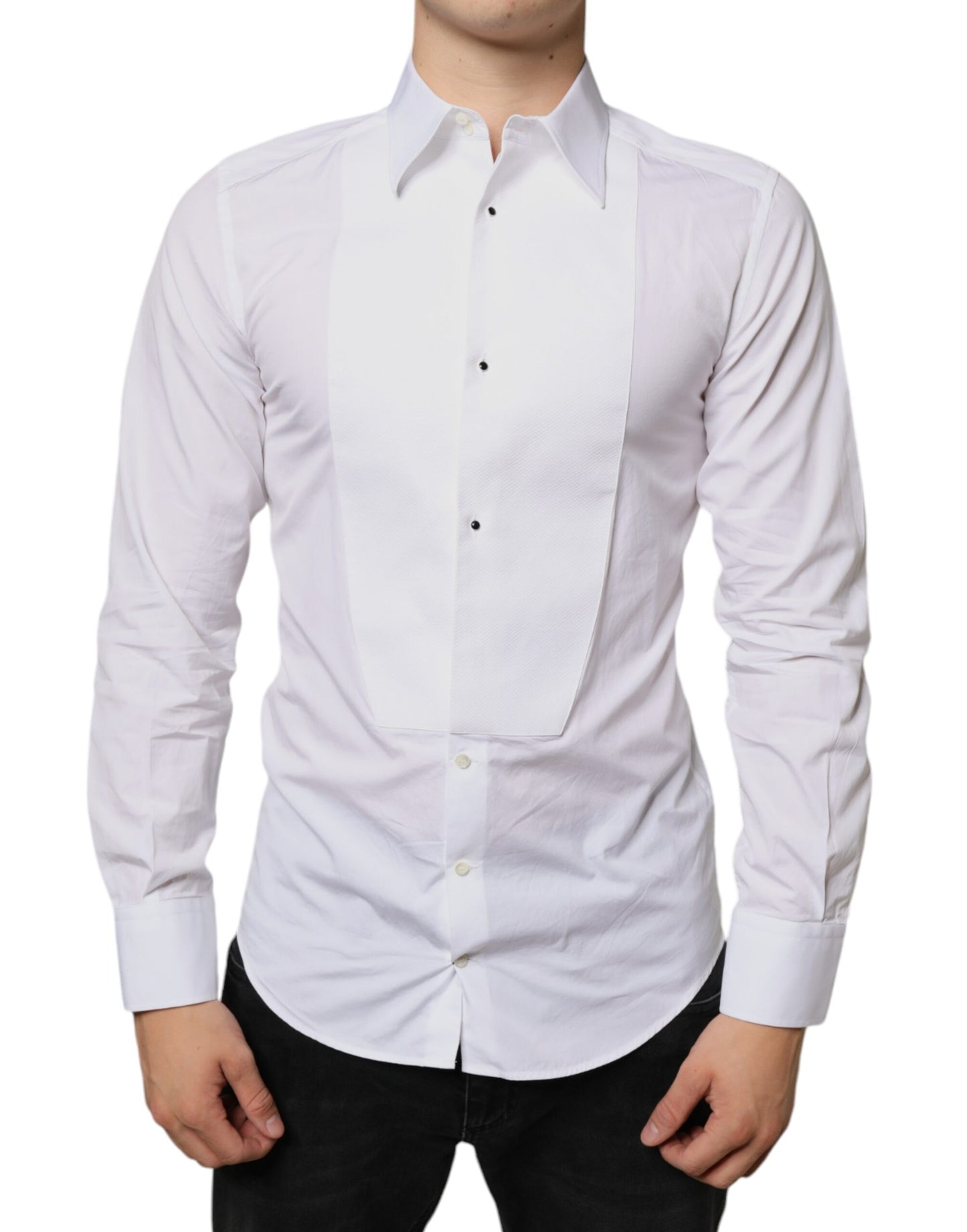 White Bib Cotton Poplin Formal Dress Shirt - The Luxe Alliance