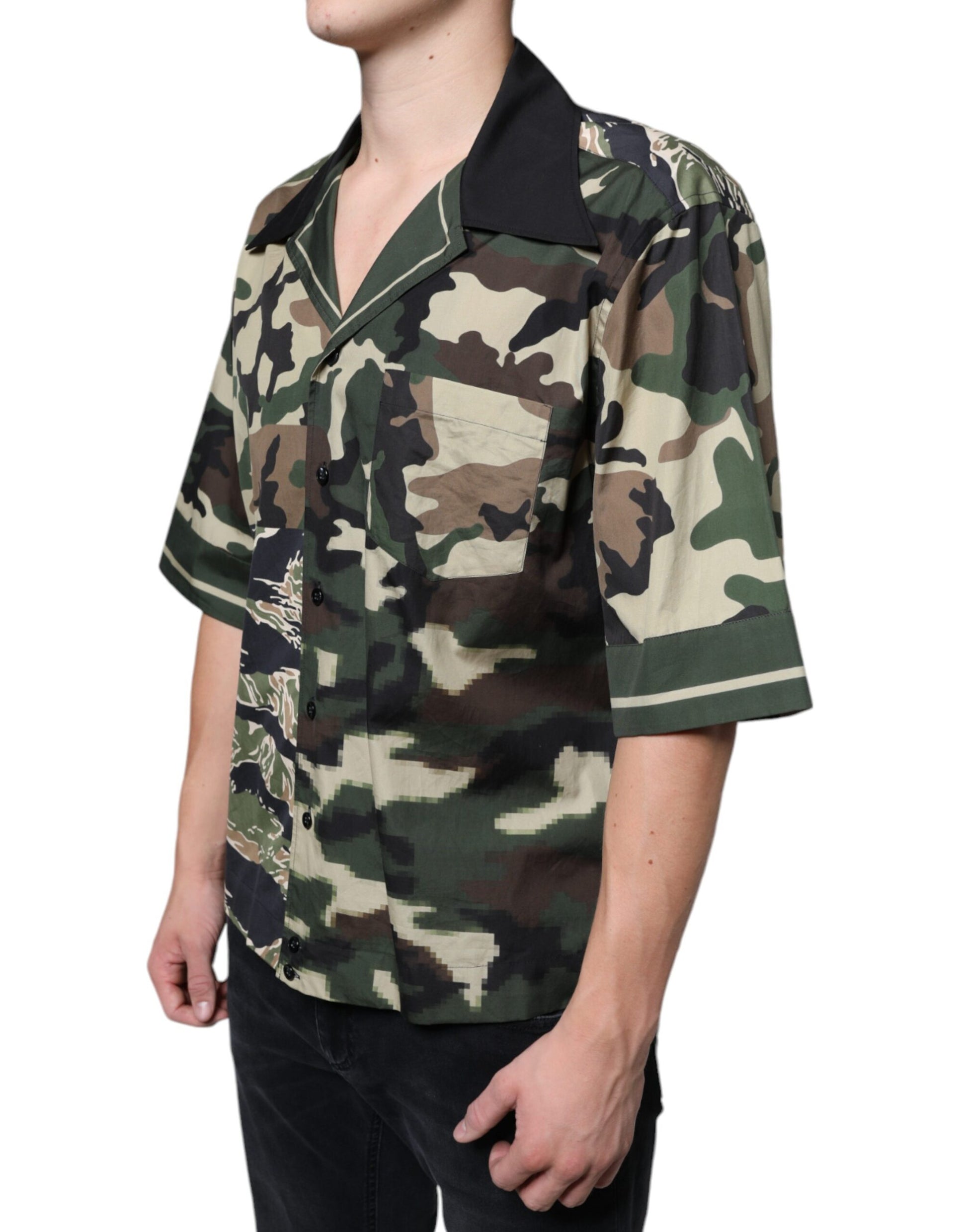 Dolce & Gabbana Multicolor Camouflage Button Down Casual Shirt