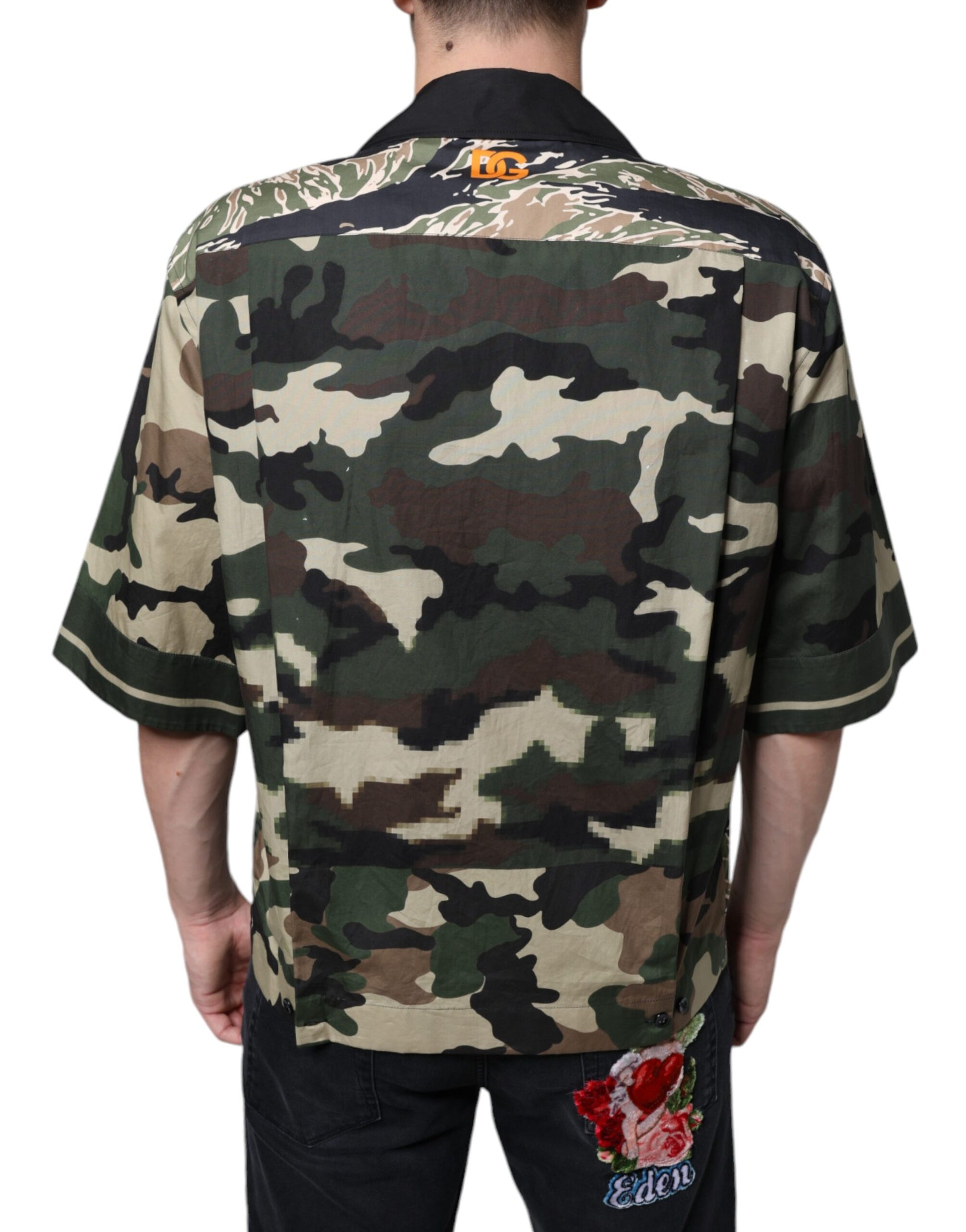 Dolce & Gabbana Multicolor Camouflage Button Down Casual Shirt