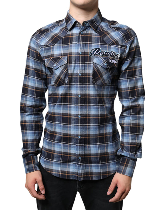 Multicolor Checkered Paradiso Patch Slim Fit Shirt - The Luxe Alliance