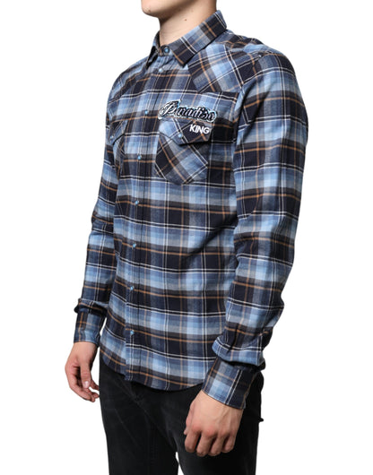 Multicolor Checkered Paradiso Patch Slim Fit Shirt - The Luxe Alliance