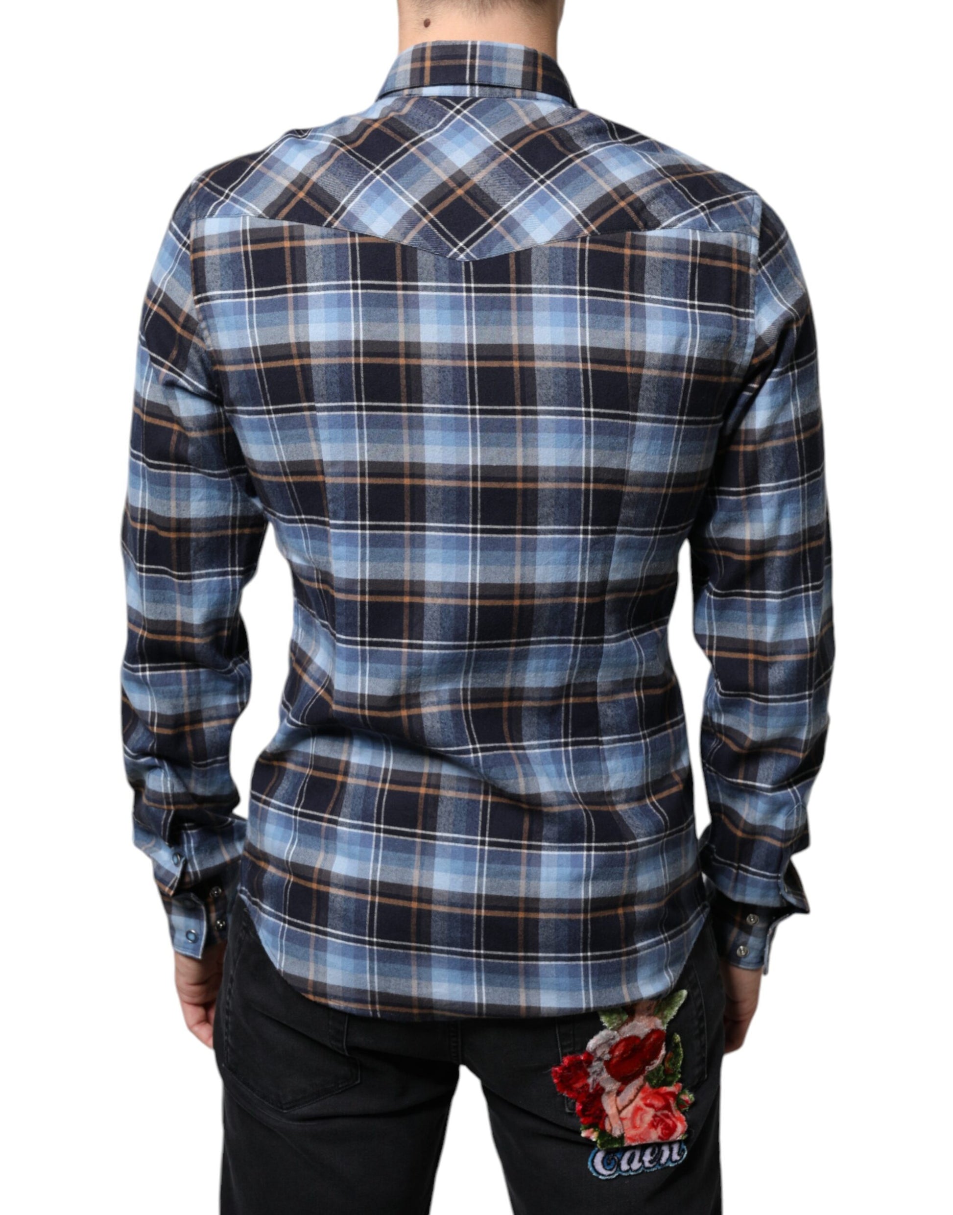 Multicolor Checkered Paradiso Patch Slim Fit Shirt by Dolce & Gabbana