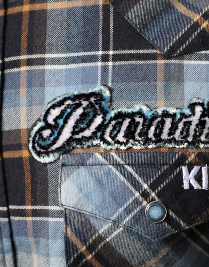 Multicolor Checkered Paradiso Patch Slim Fit Shirt - The Luxe Alliance