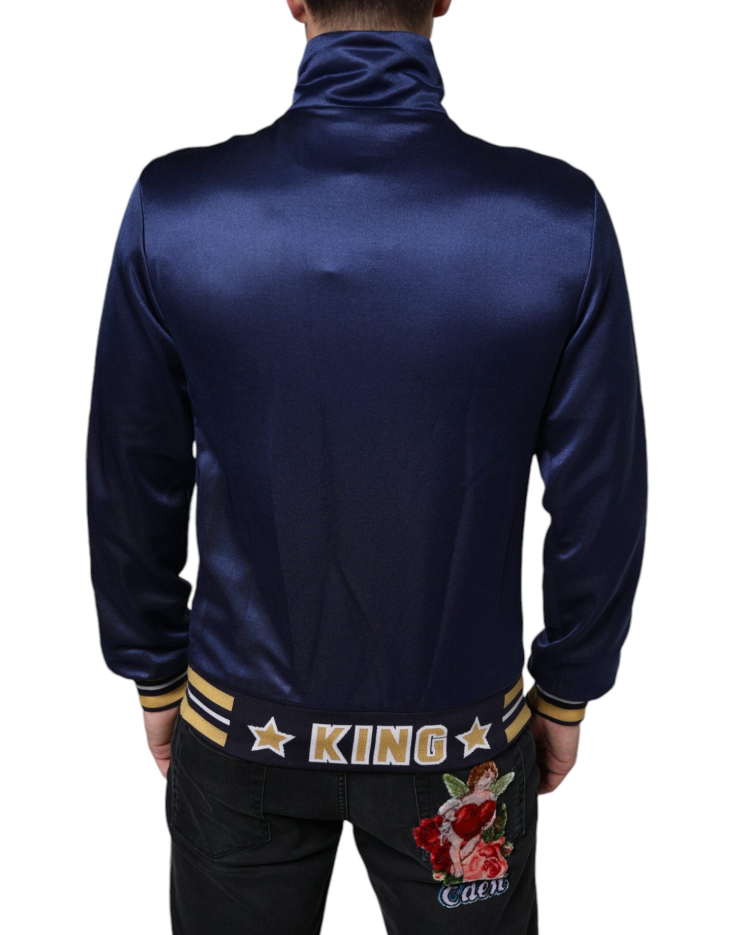 Blue Heraldic Patch Stripe King Bee Sweater - The Luxe Alliance