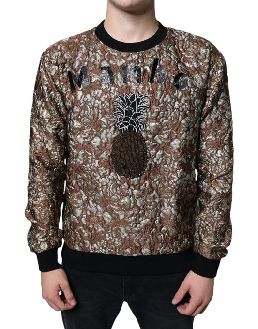  - Brown Jacquard Mambo Pineapple Pullover Sweater