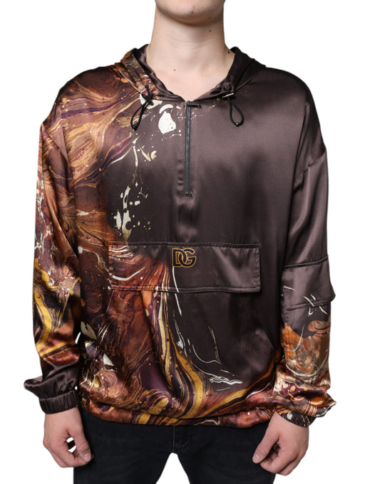  - Brown Tie Dye Hooded Sweatshirt Sweater