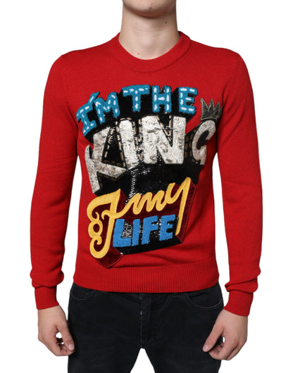  - Red I'm The King Wool Crew Neck Sweatshirt Sweater