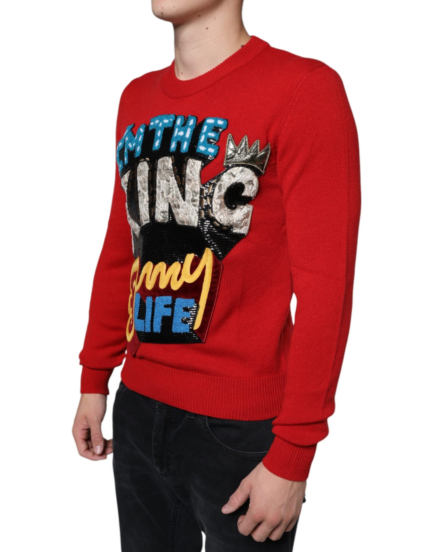  - Red I'm The King Wool Crew Neck Sweatshirt Sweater