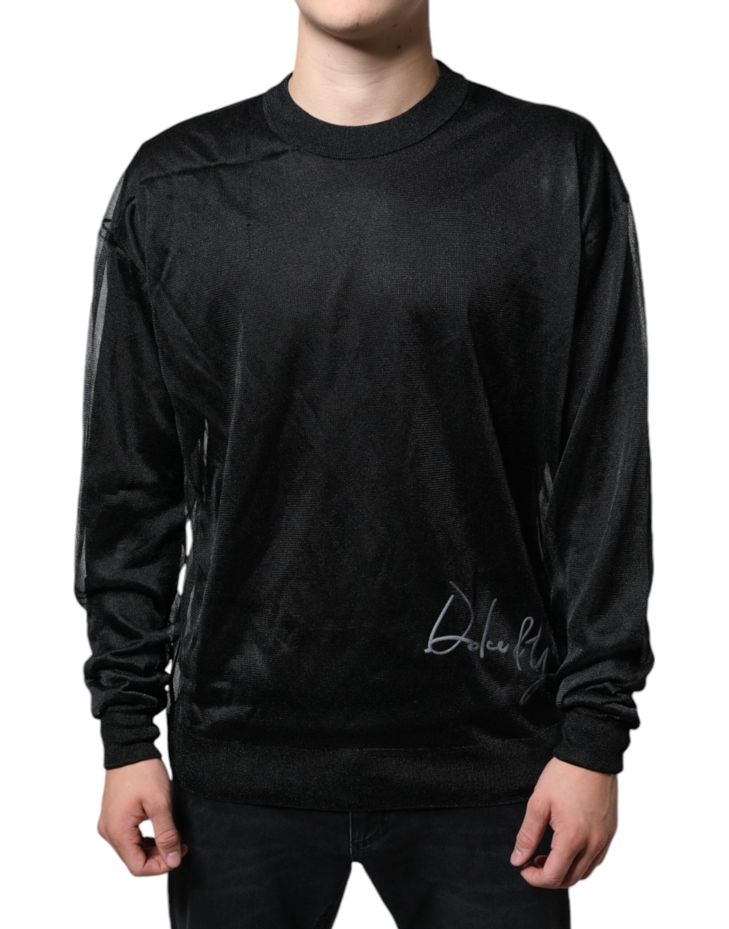  - Black Polyester Pullover Sweatshirt Sweater