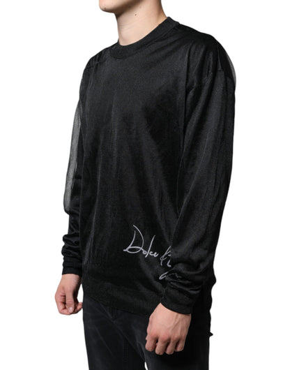  - Black Polyester Pullover Sweatshirt Sweater