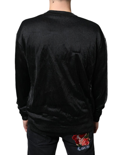  - Black Polyester Pullover Sweatshirt Sweater