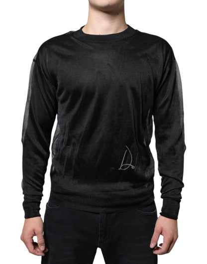  - Black Polyester Pullover Sweatshirt Sweater