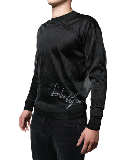  - Black Polyester Pullover Sweatshirt Sweater